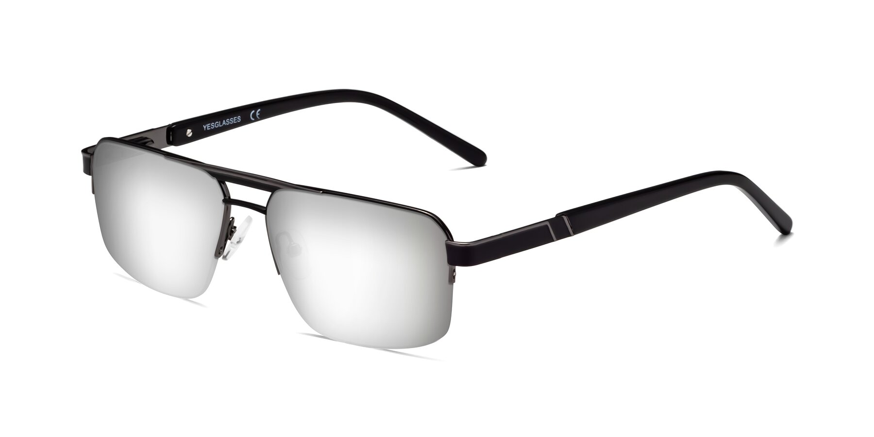 Angle of Chino in Black-Gunmetal with Silver Mirrored Lenses