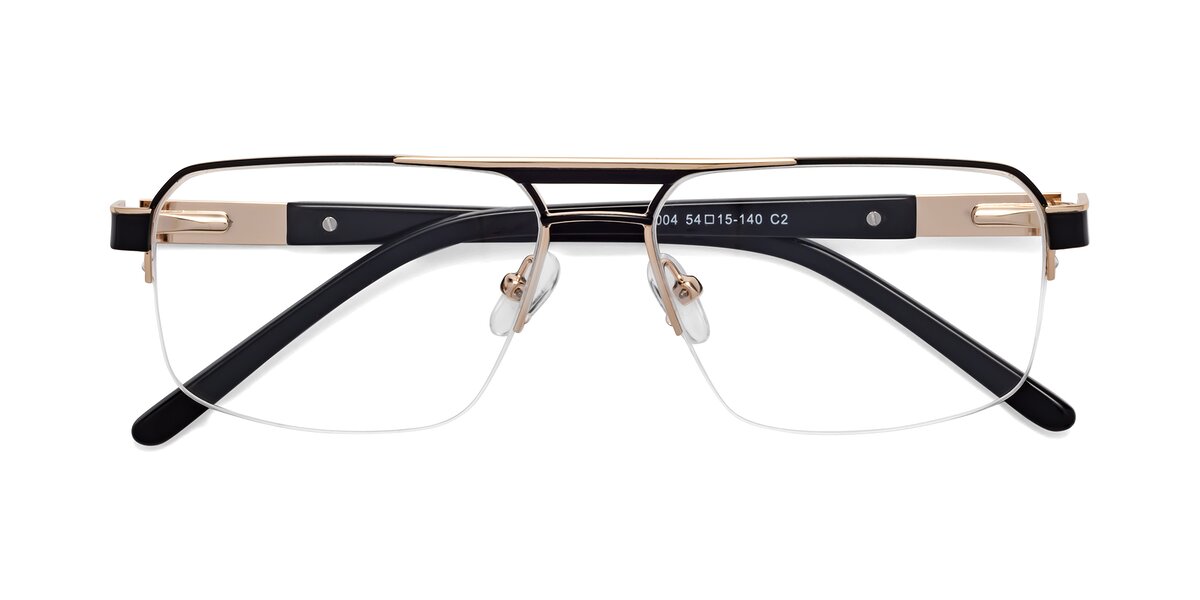 Gold Classic Metal Rectangle Eyeglasses 9469