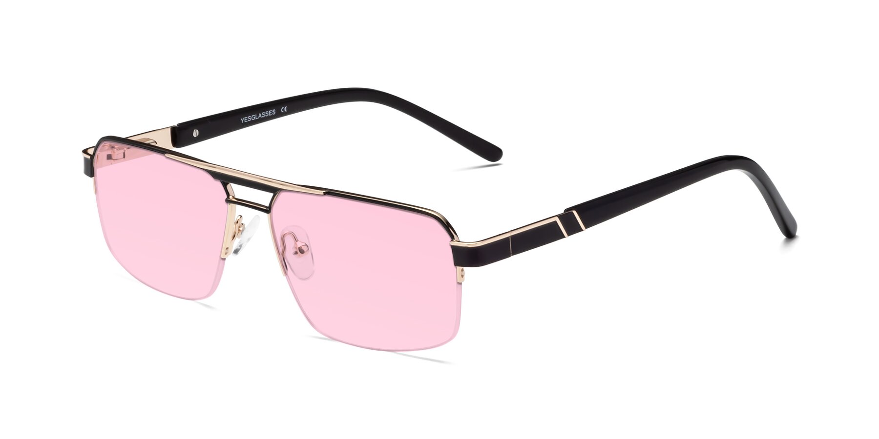 Angle of Chino in Black-Gold with Light Pink Tinted Lenses