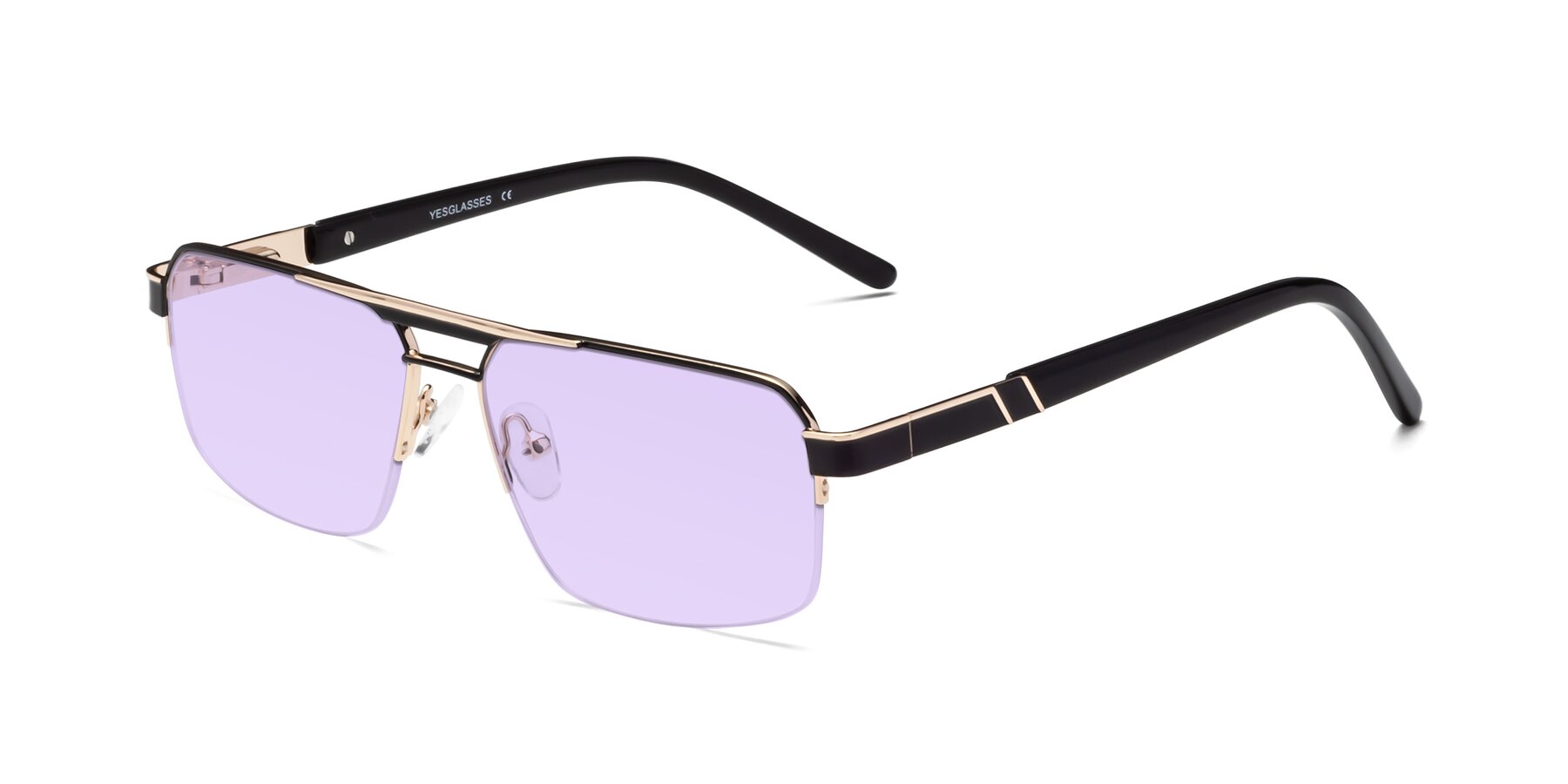 Angle of Chino in Black-Gold with Light Purple Tinted Lenses