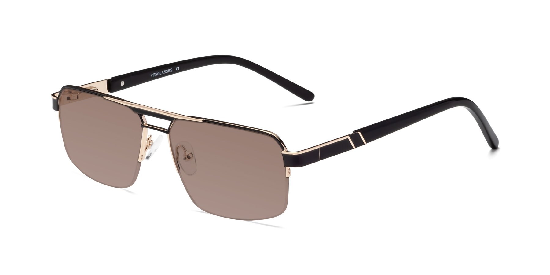 Angle of Chino in Black-Gold with Medium Brown Tinted Lenses