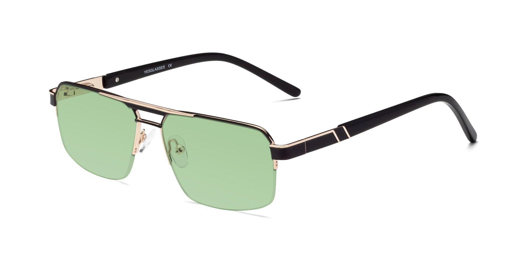 Angle of Chino in Black-Gold with Medium Green Tinted Lenses