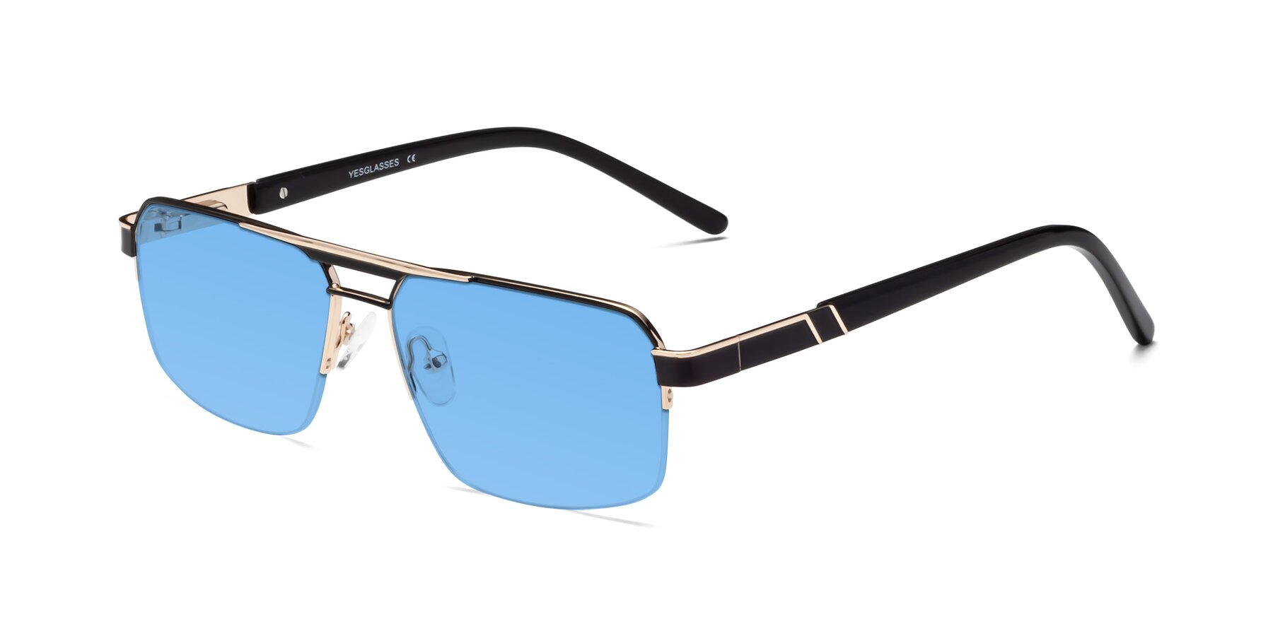 Angle of Chino in Black-Gold with Medium Blue Tinted Lenses
