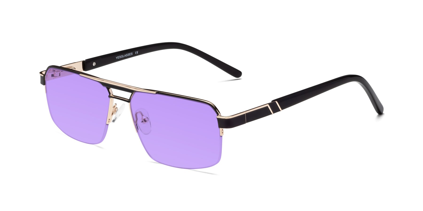 Angle of Chino in Black-Gold with Medium Purple Tinted Lenses