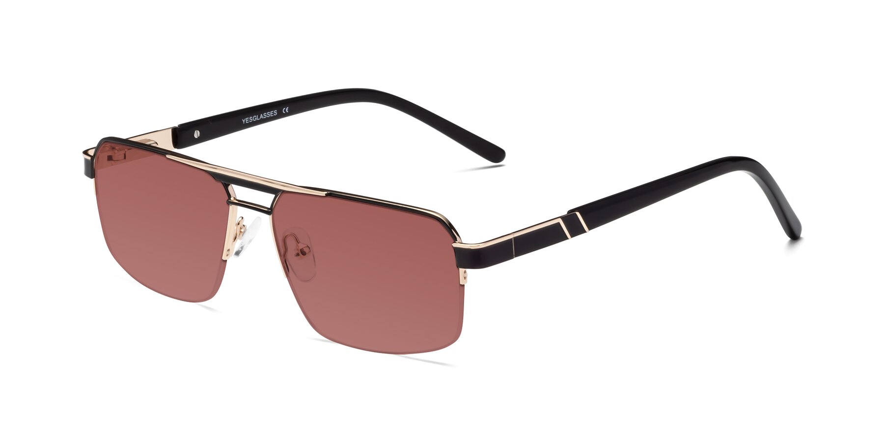 Angle of Chino in Black-Gold with Garnet Tinted Lenses