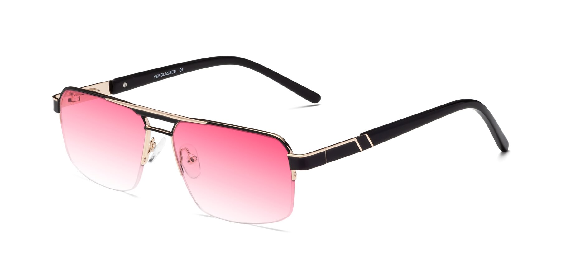 Angle of Chino in Black-Gold with Pink Gradient Lenses