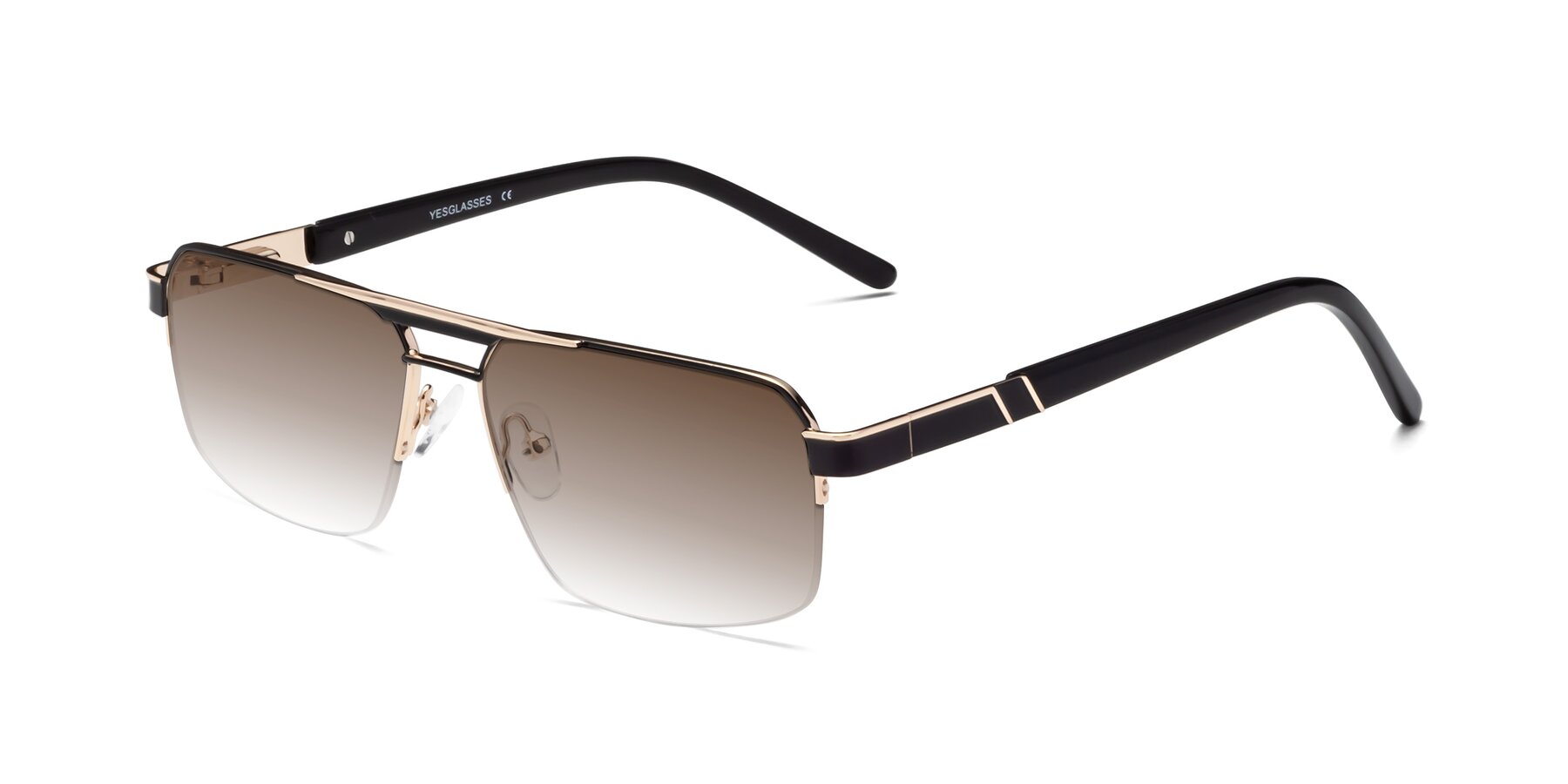 Angle of 19004 in Black-Gold with Brown Gradient Lenses