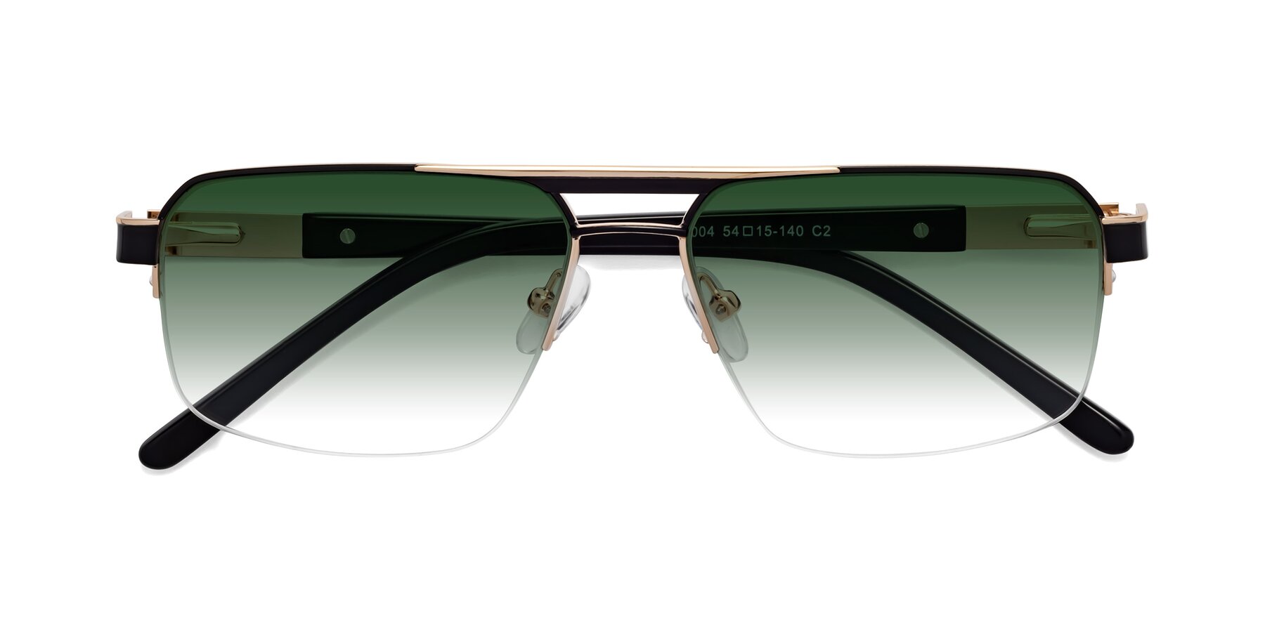 Folded Front of Chino in Black-Gold with Green Gradient Lenses