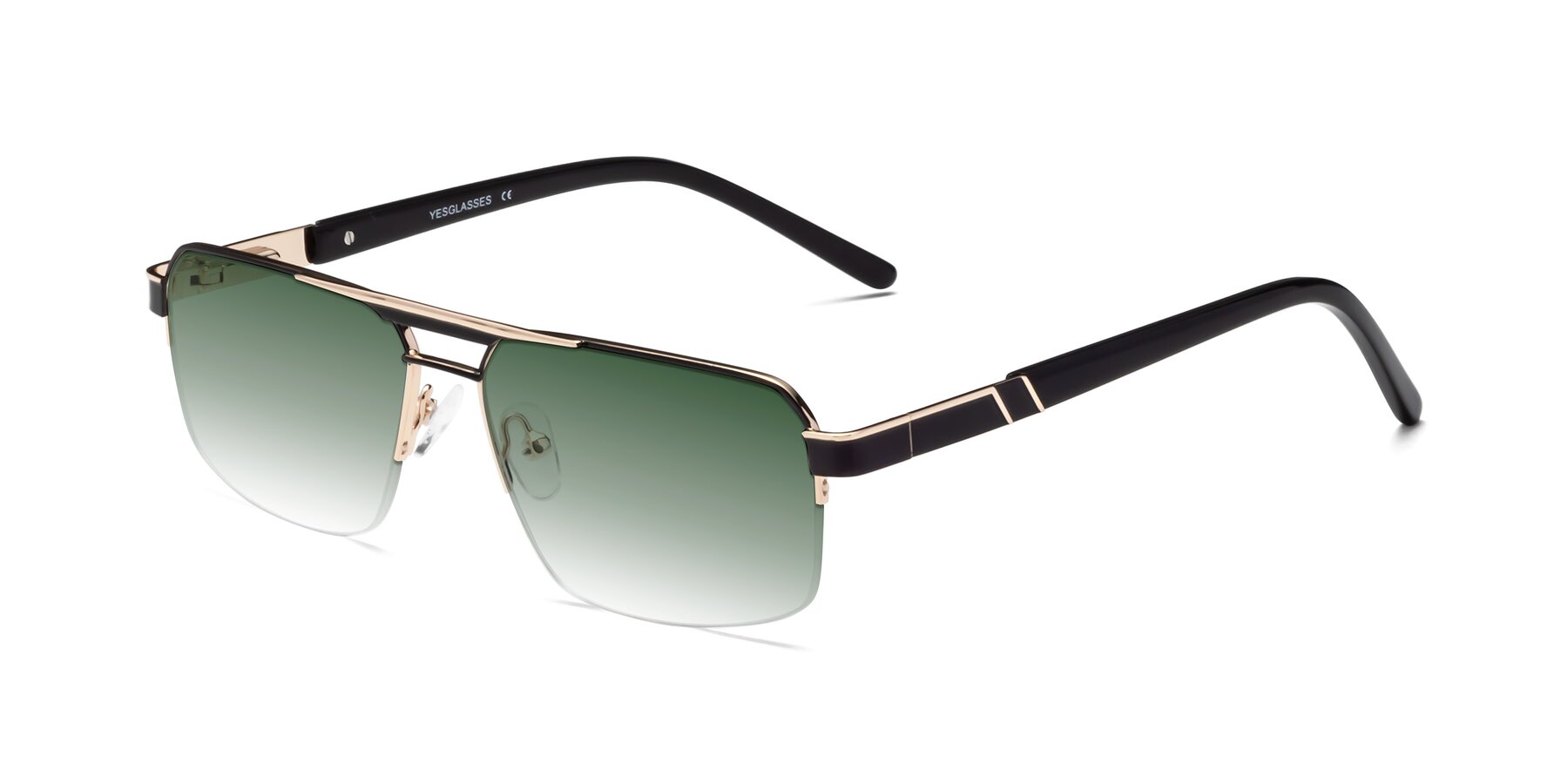 Angle of Chino in Black-Gold with Green Gradient Lenses