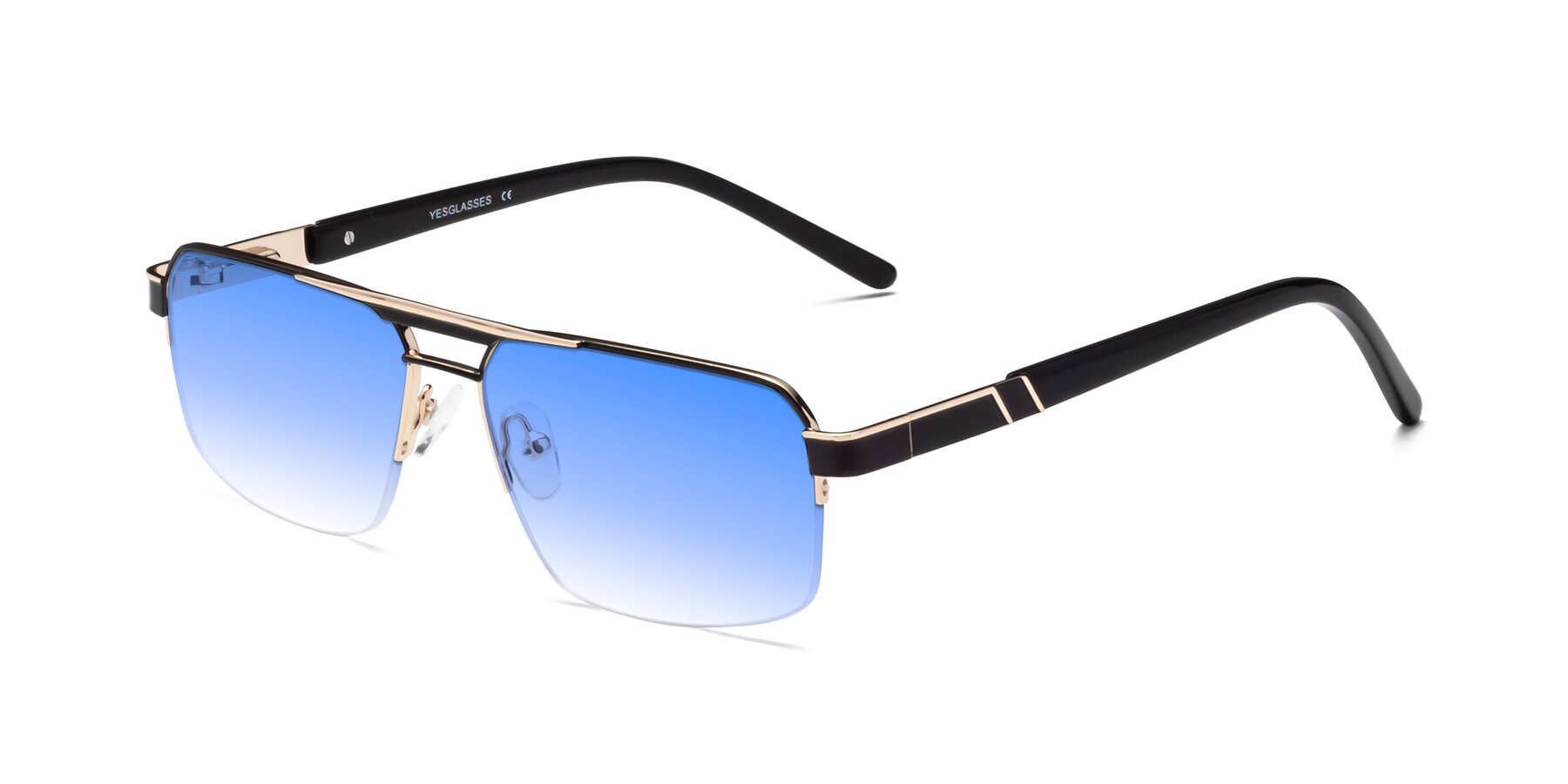 Angle of Chino in Black-Gold with Blue Gradient Lenses