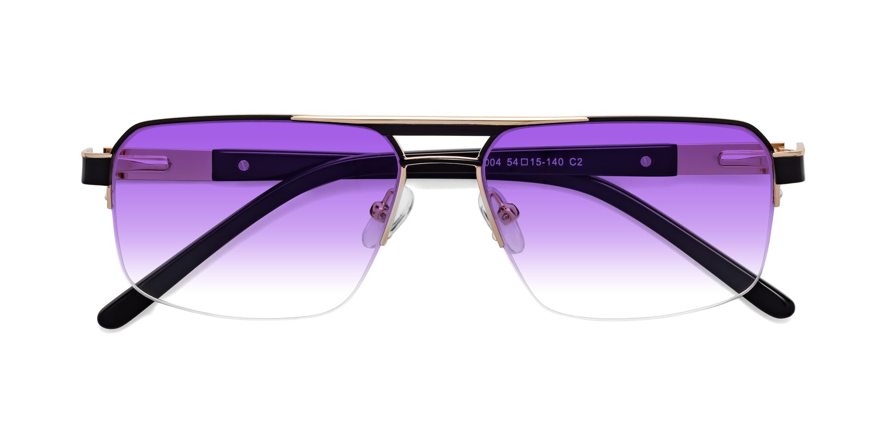Folded Front of 19004 in Black-Gold with Purple Gradient Lenses