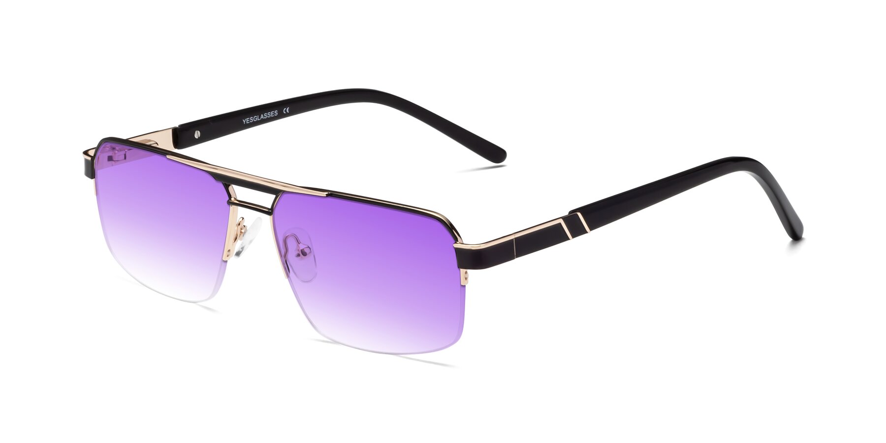 Angle of 19004 in Black-Gold with Purple Gradient Lenses