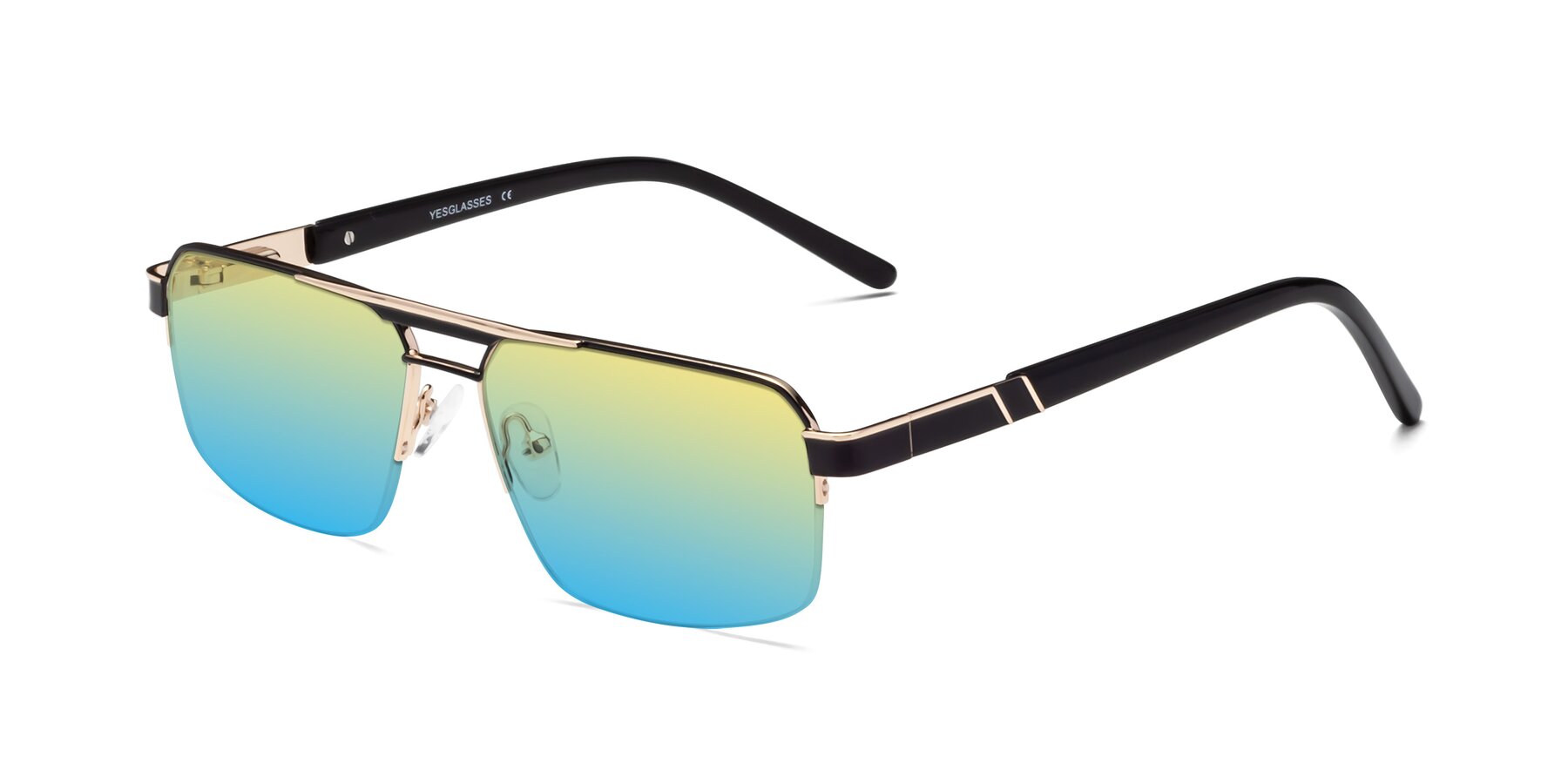 Angle of Chino in Black-Gold with Yellow / Blue Gradient Lenses