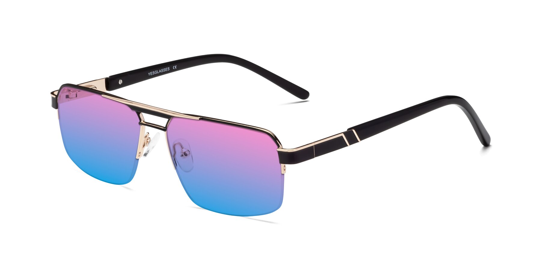 Angle of Chino in Black-Gold with Pink / Blue Gradient Lenses