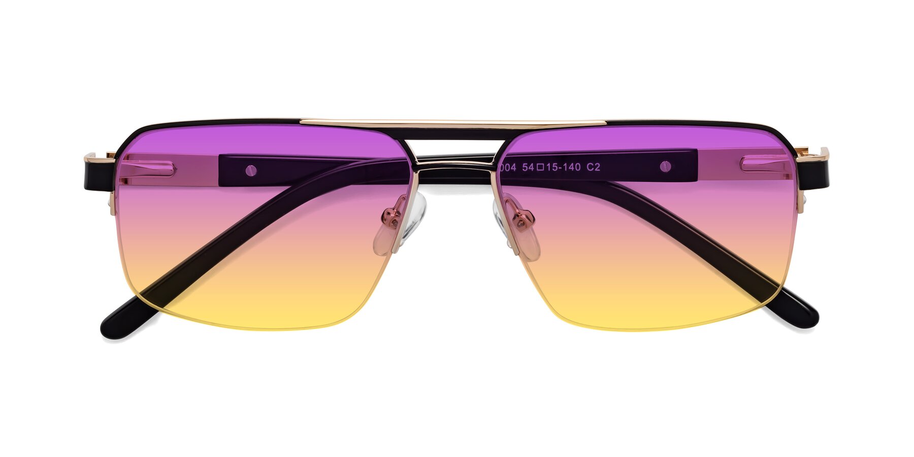 Folded Front of 19004 in Black-Gold with Purple / Yellow Gradient Lenses
