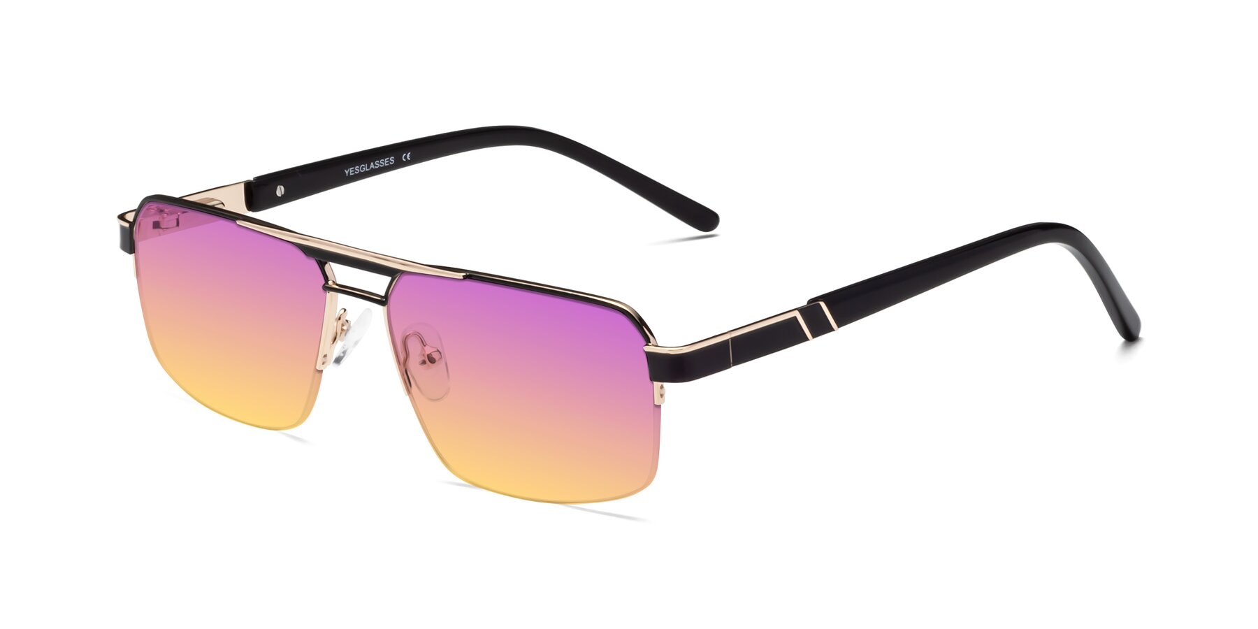 Angle of 19004 in Black-Gold with Purple / Yellow Gradient Lenses