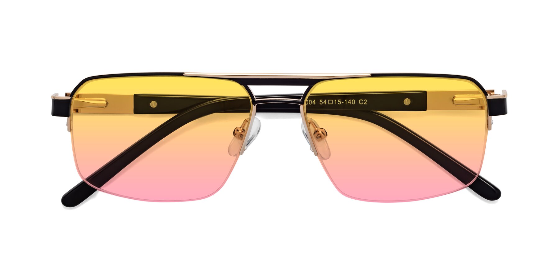 Folded Front of 19004 in Black-Gold with Yellow / Pink Gradient Lenses
