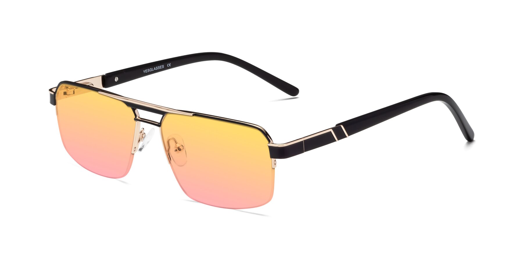 Angle of 19004 in Black-Gold with Yellow / Pink Gradient Lenses