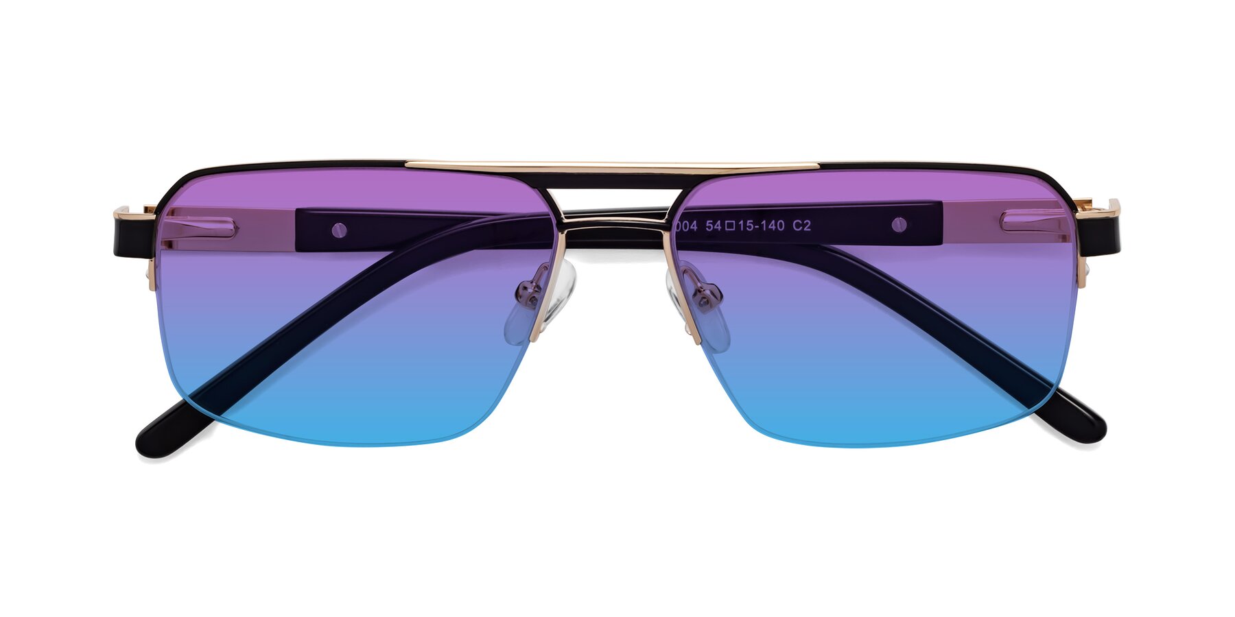 Folded Front of 19004 in Black-Gold with Purple / Blue Gradient Lenses