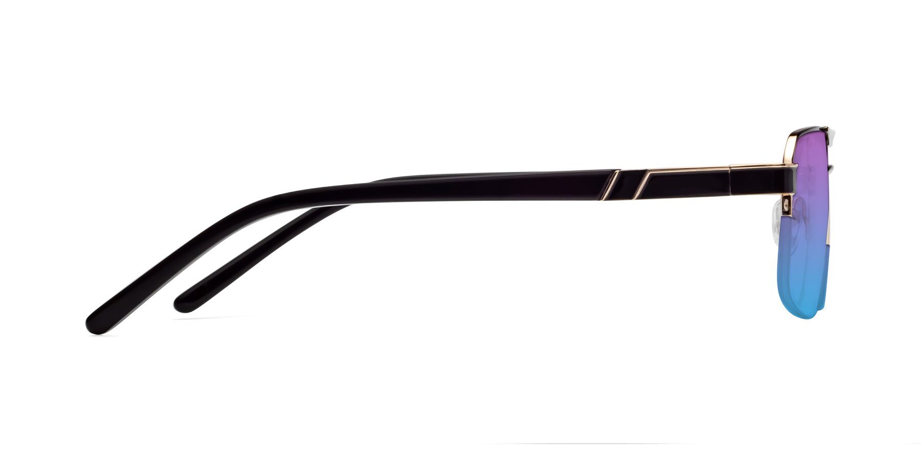 Side of 19004 in Black-Gold with Purple / Blue Gradient Lenses