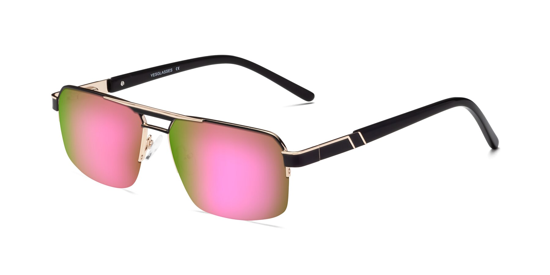 Angle of Chino in Black-Gold with Pink Mirrored Lenses