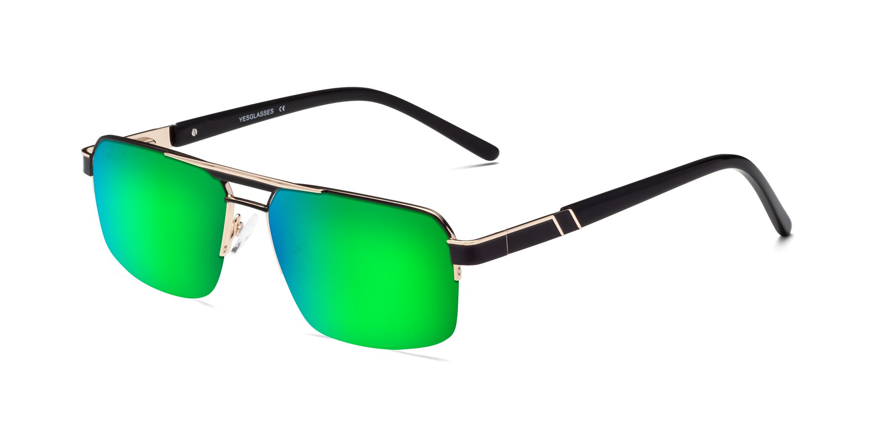 Angle of Chino in Black-Gold with Green Mirrored Lenses
