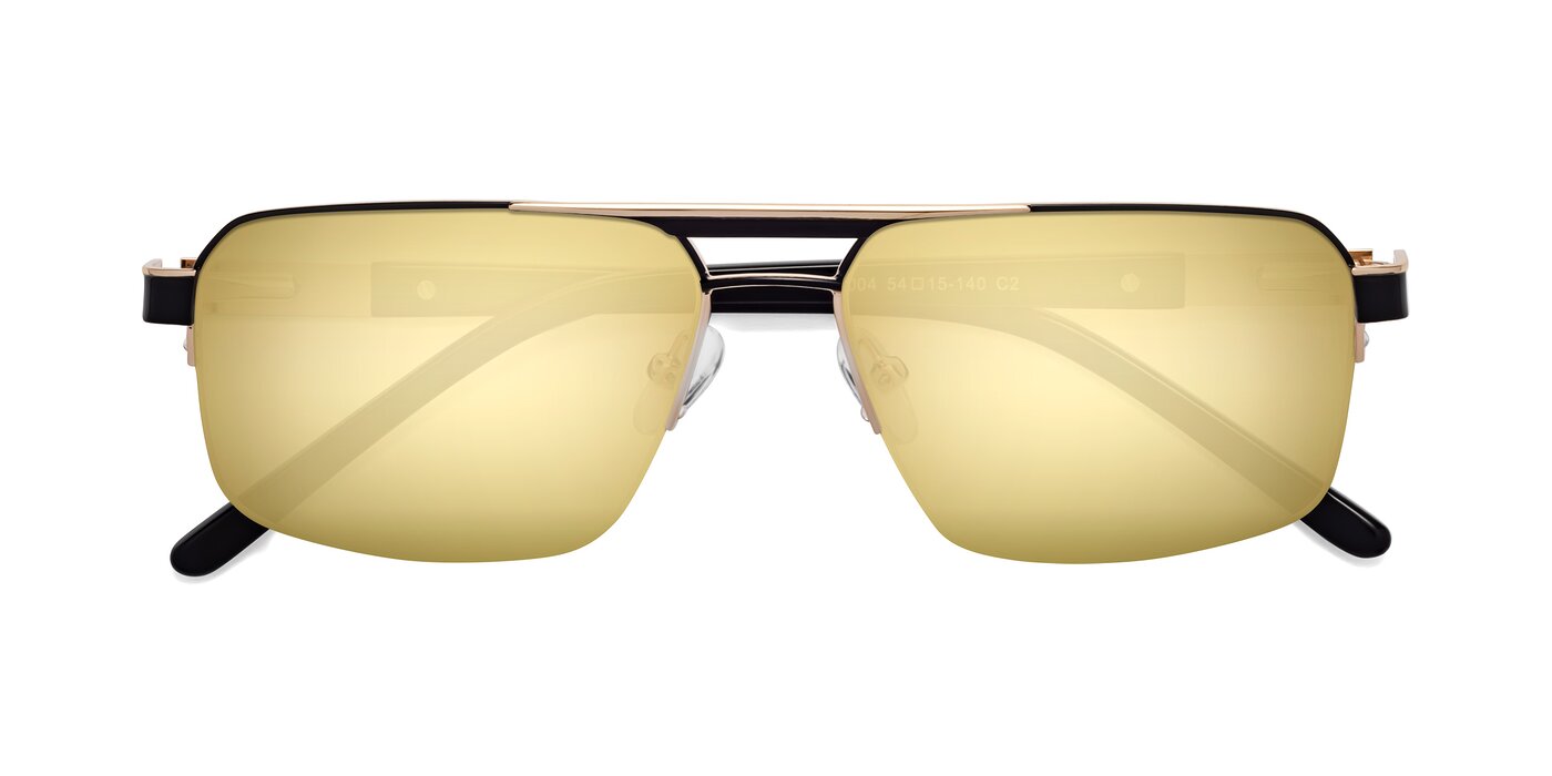 19004 - Black / Gold Flash Mirrored Sunglasses
