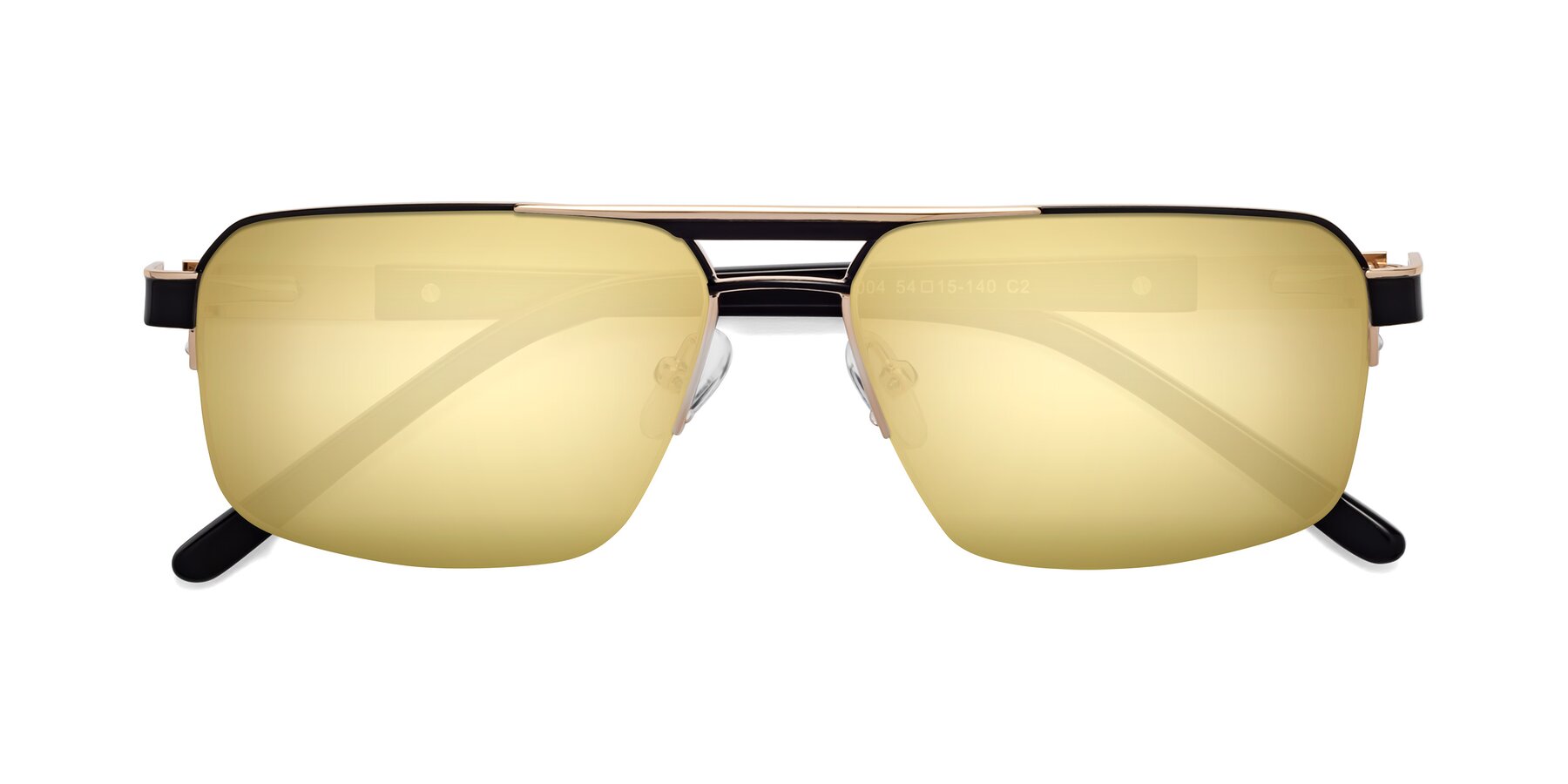 Folded Front of Chino in Black-Gold with Gold Mirrored Lenses