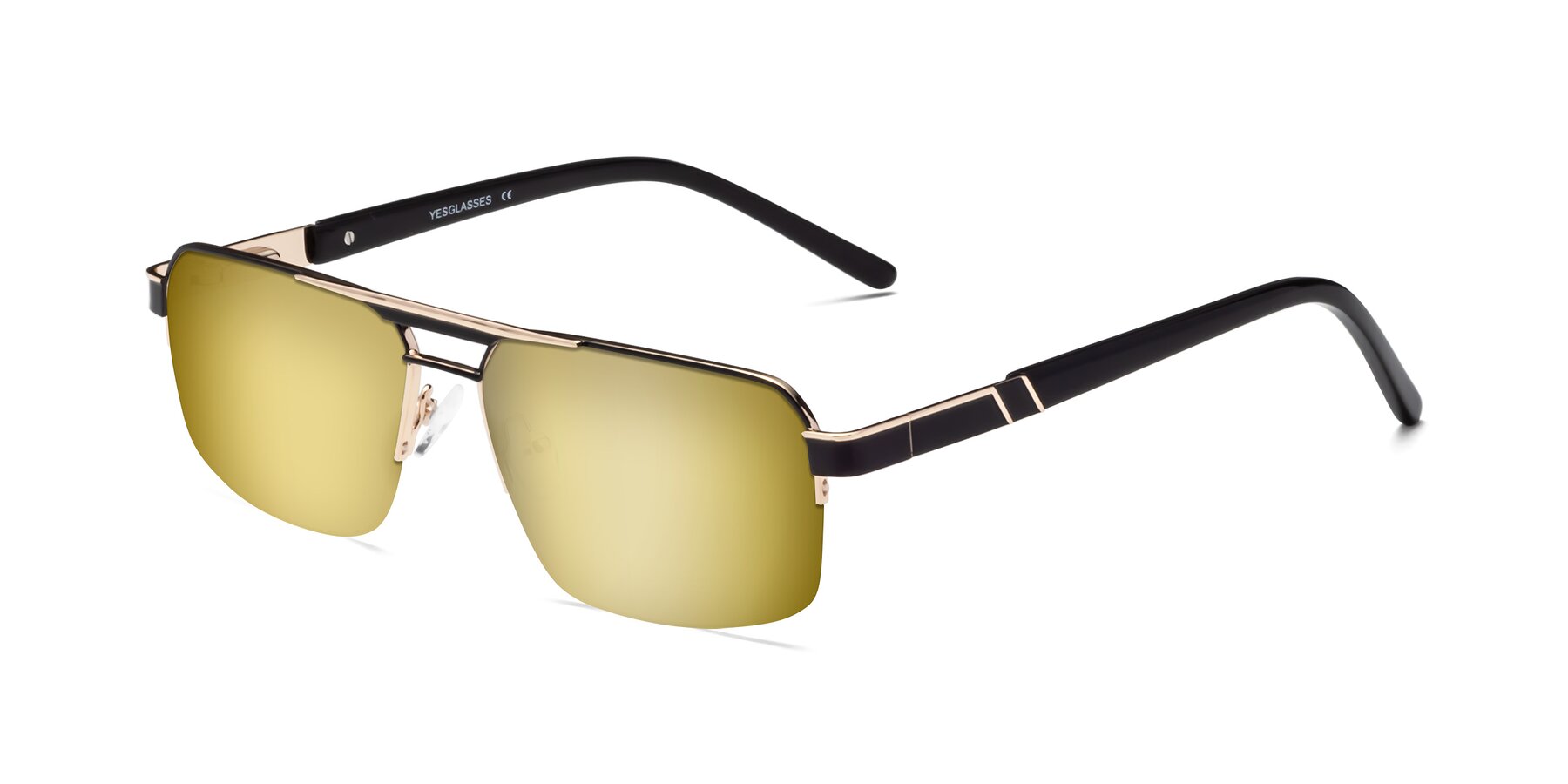 Angle of Chino in Black-Gold with Gold Mirrored Lenses