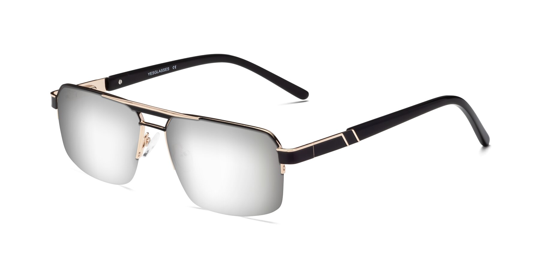 Angle of Chino in Black-Gold with Silver Mirrored Lenses