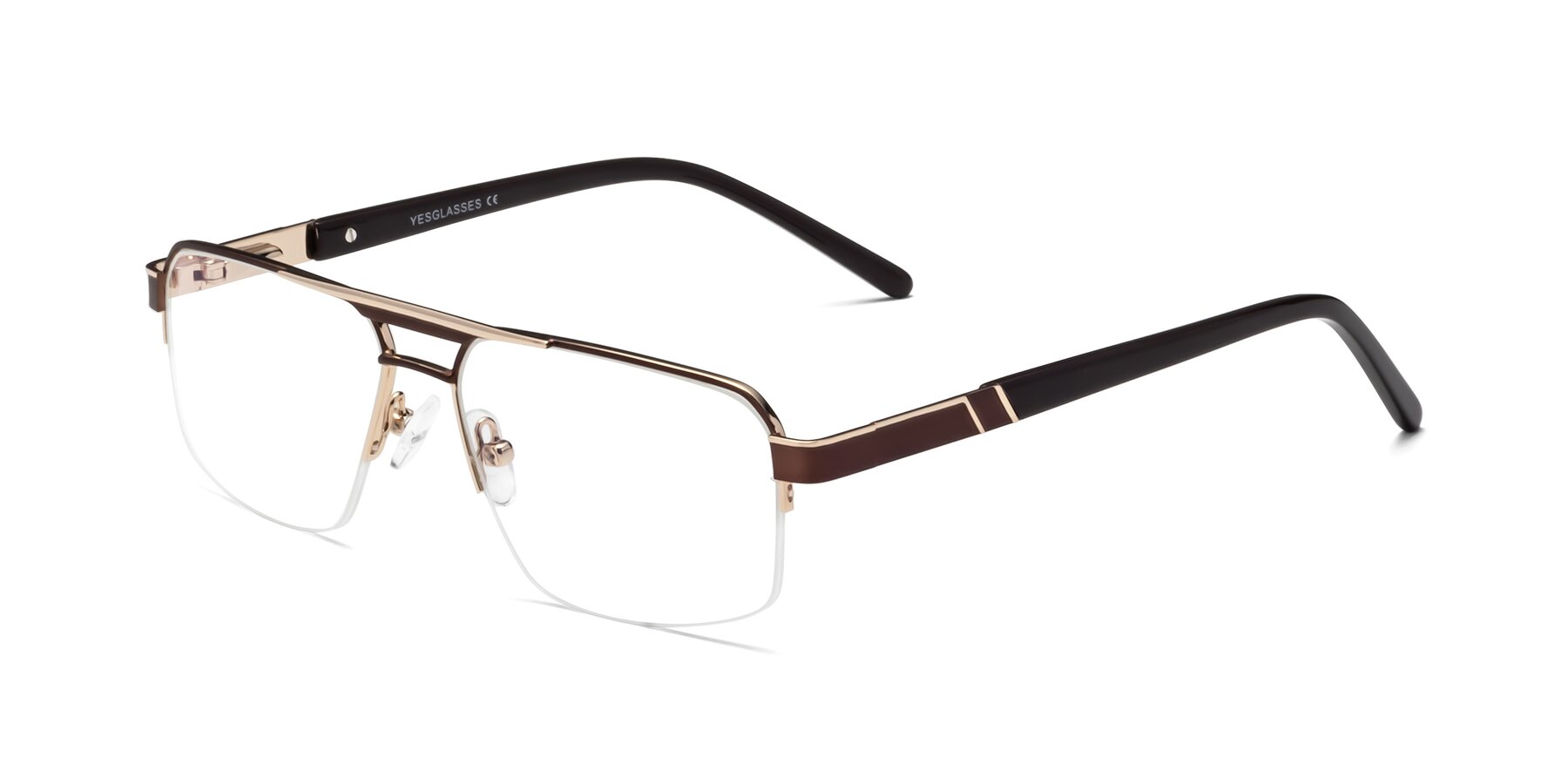 Angle of 19004 in Bronze-Gold with Clear Eyeglass Lenses
