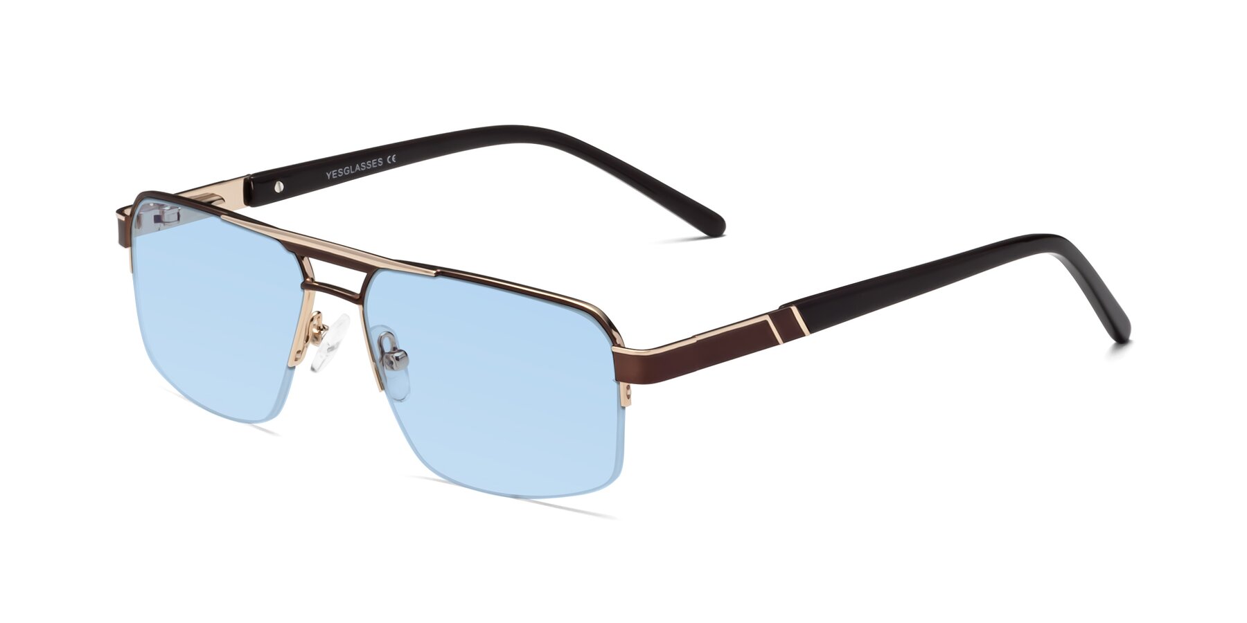 Angle of Chino in Bronze-Gold with Light Blue Tinted Lenses