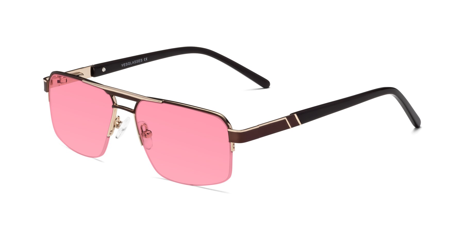 Angle of Chino in Bronze-Gold with Pink Tinted Lenses
