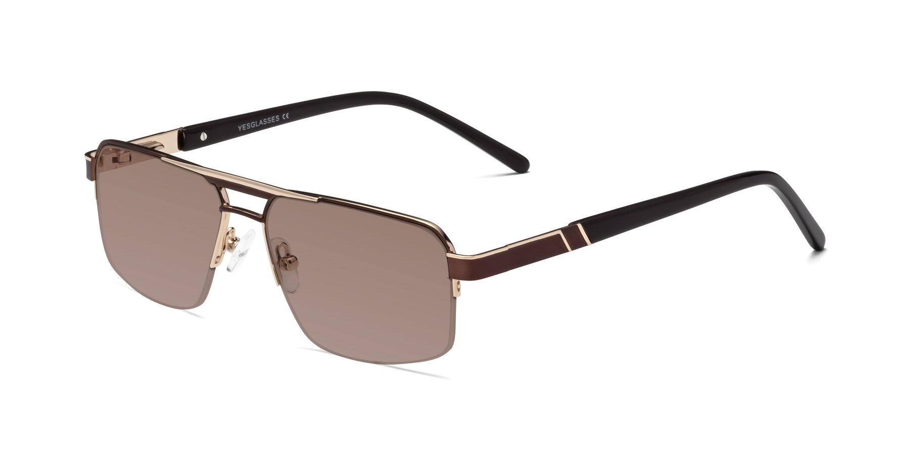 Angle of Chino in Bronze-Gold with Medium Brown Tinted Lenses