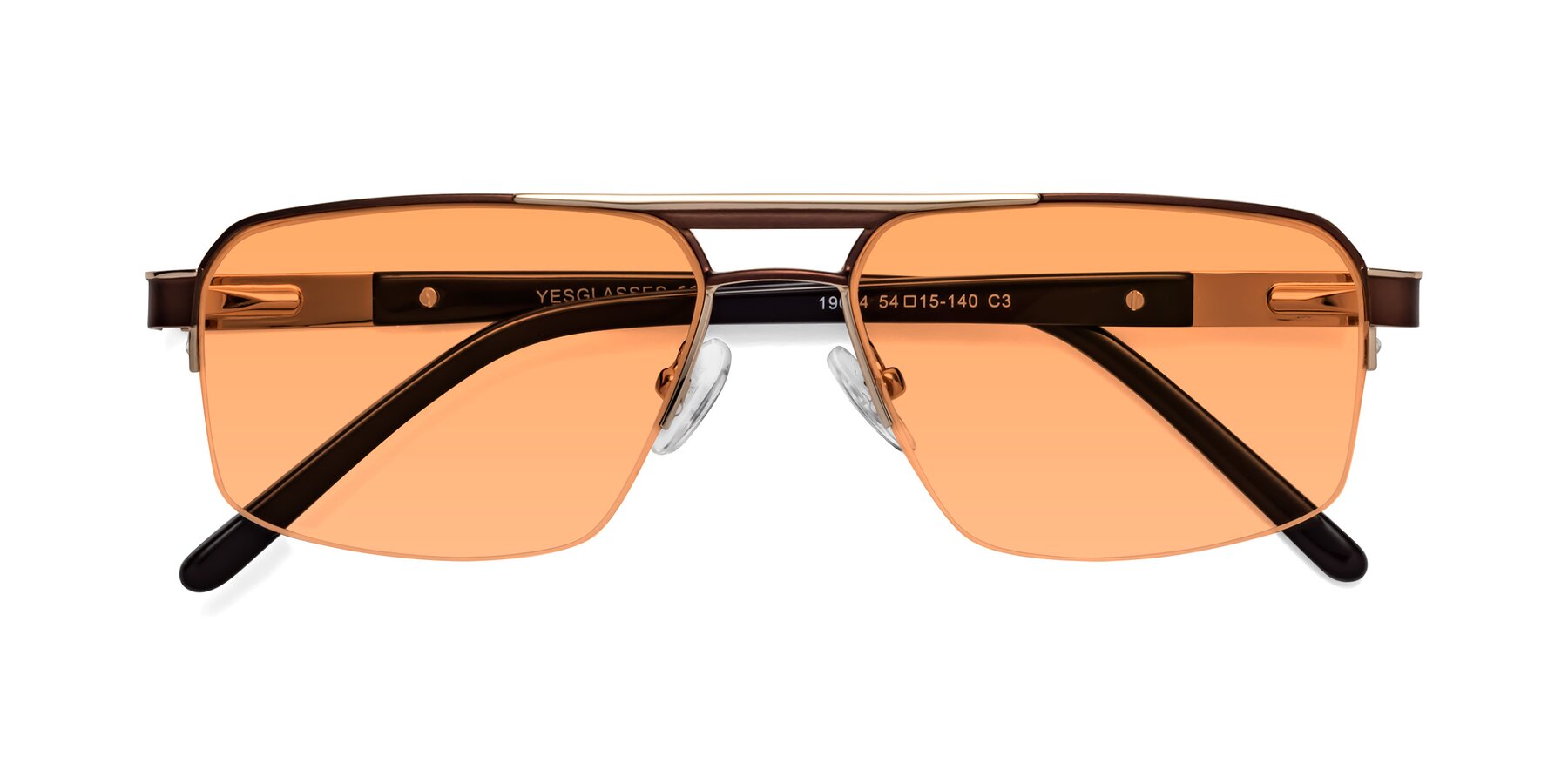 Folded Front of 19004 in Bronze-Gold with Medium Orange Tinted Lenses