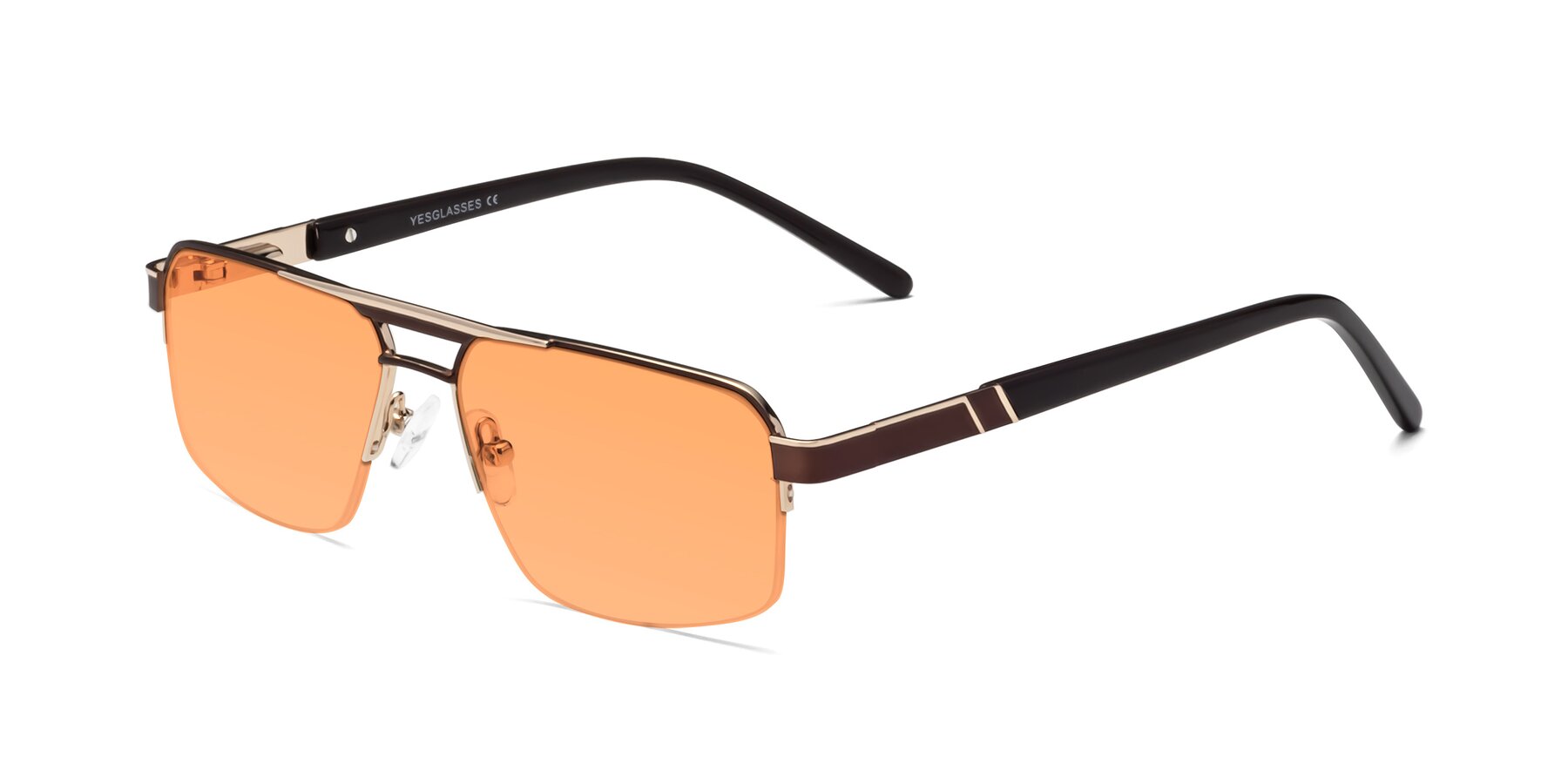 Angle of 19004 in Bronze-Gold with Medium Orange Tinted Lenses