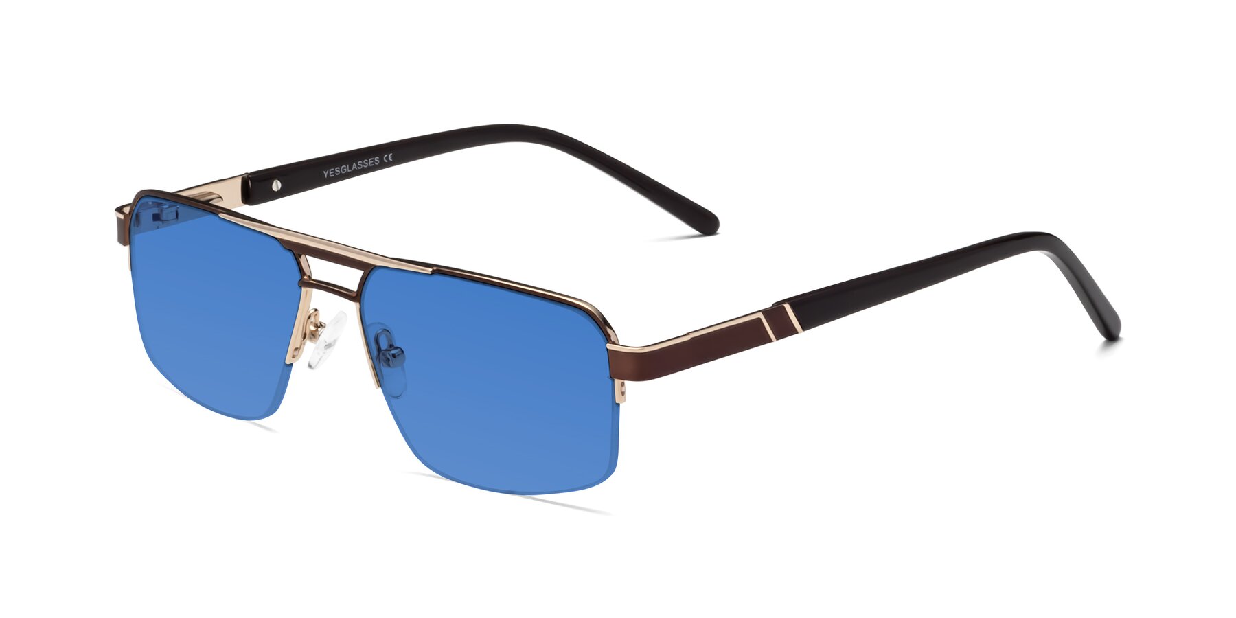 Angle of Chino in Bronze-Gold with Blue Tinted Lenses
