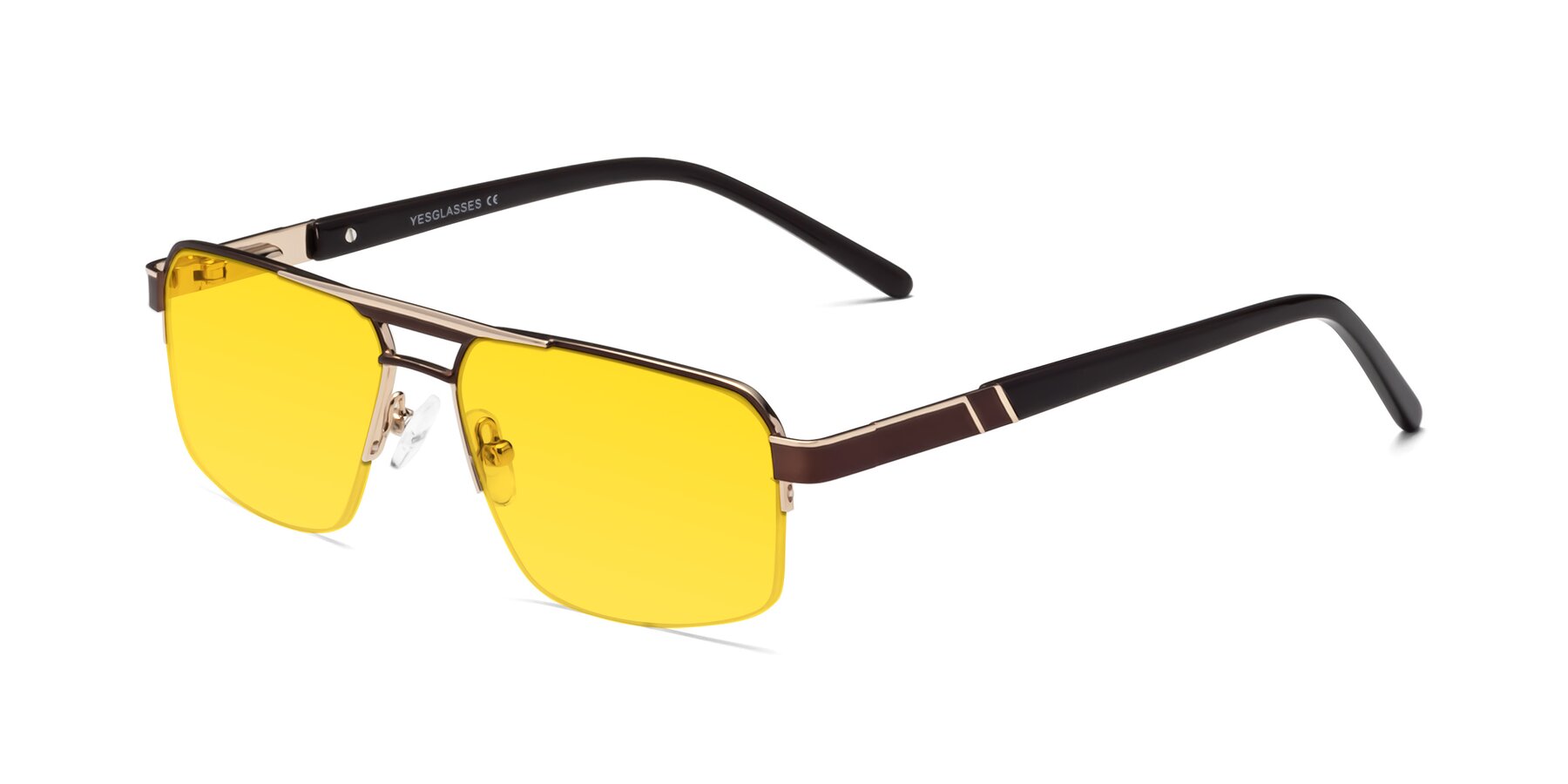 Angle of 19004 in Bronze-Gold with Yellow Tinted Lenses