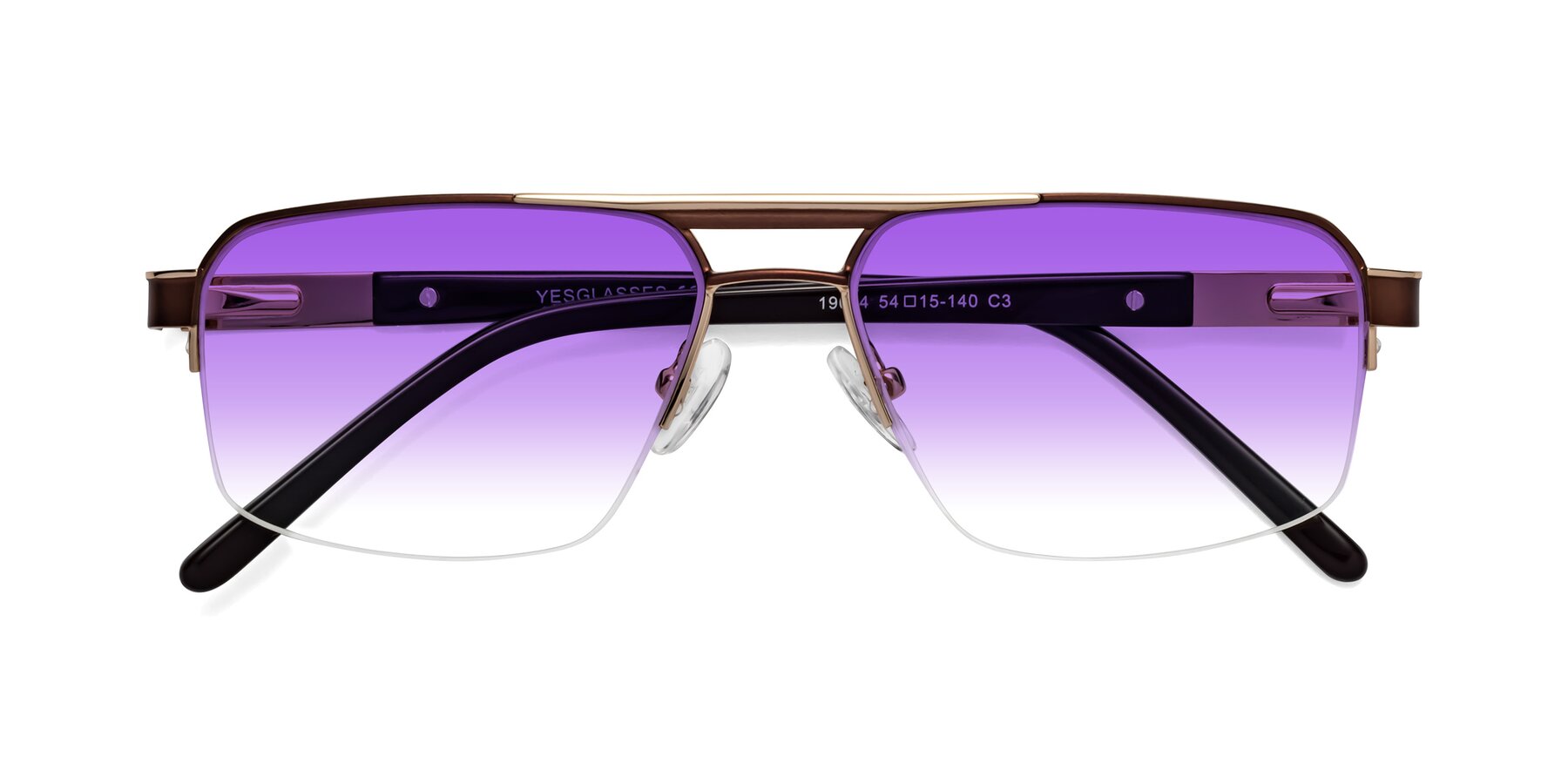 Folded Front of 19004 in Bronze-Gold with Purple Gradient Lenses