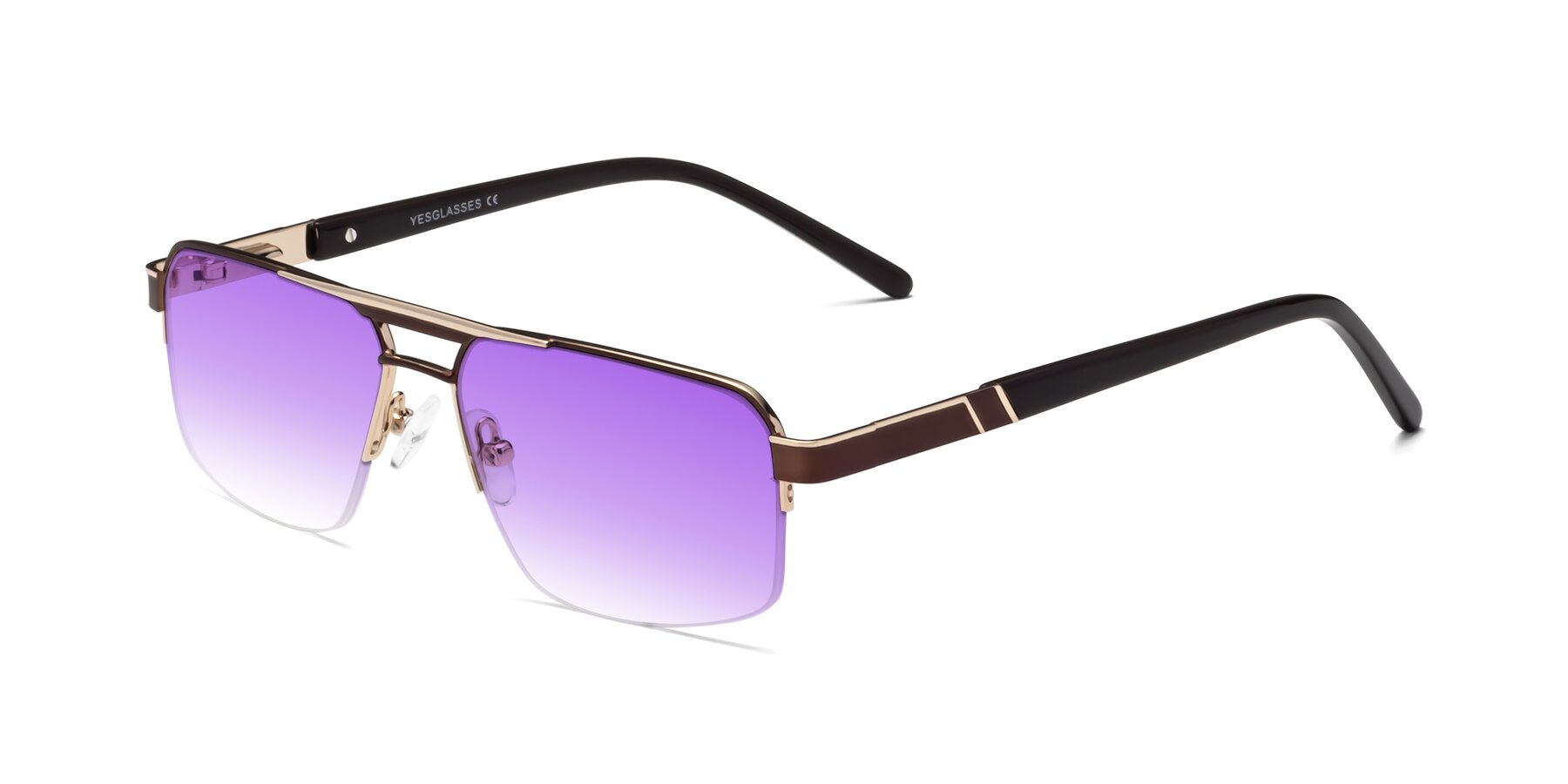 Angle of 19004 in Bronze-Gold with Purple Gradient Lenses