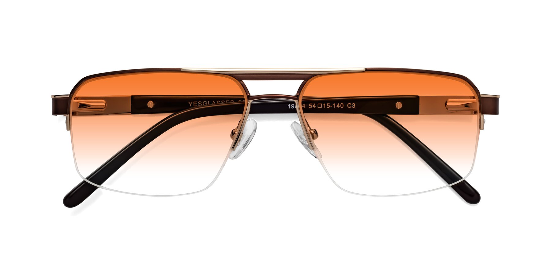Folded Front of 19004 in Bronze-Gold with Orange Gradient Lenses
