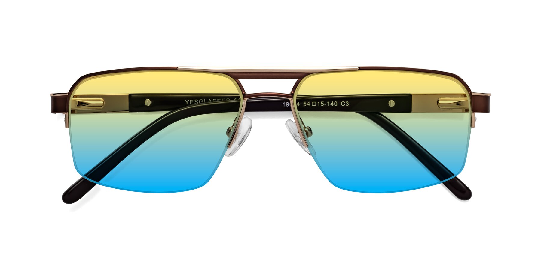 Folded Front of 19004 in Bronze-Gold with Yellow / Blue Gradient Lenses