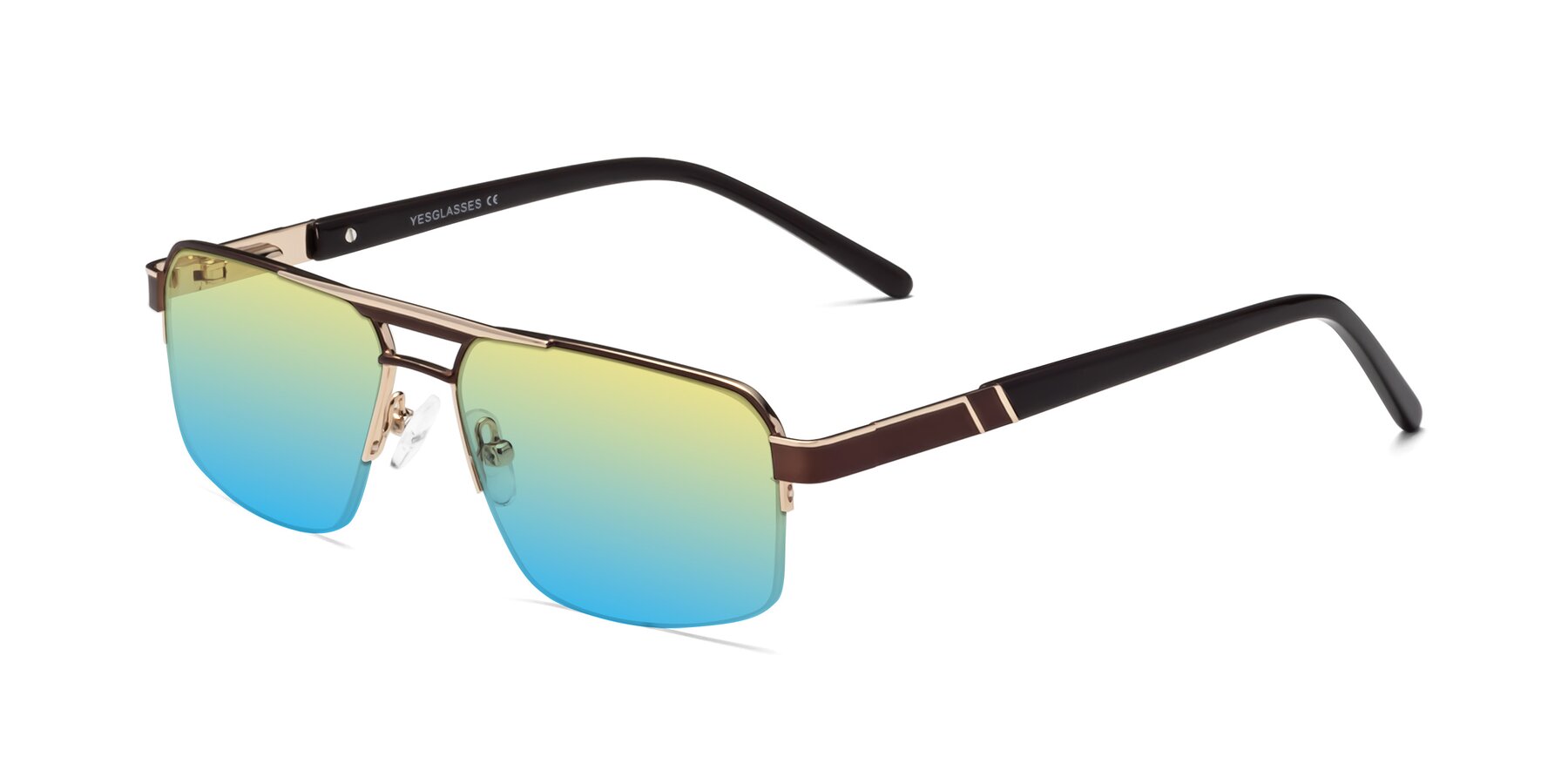 Angle of 19004 in Bronze-Gold with Yellow / Blue Gradient Lenses