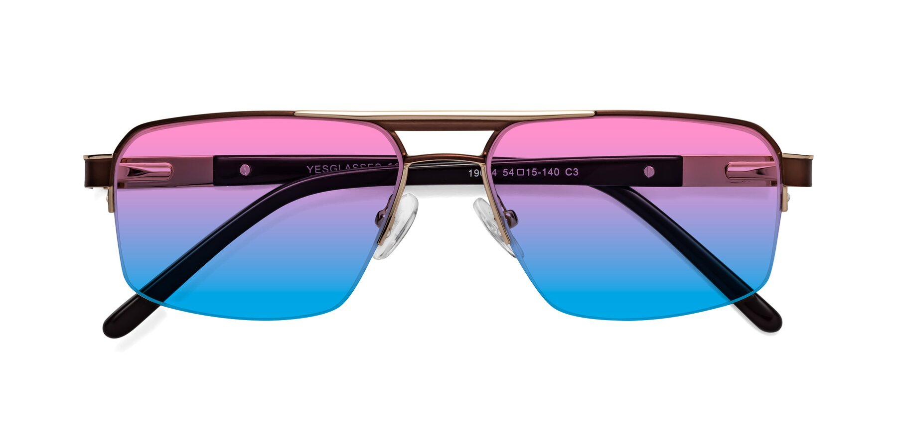 Folded Front of 19004 in Bronze-Gold with Pink / Blue Gradient Lenses
