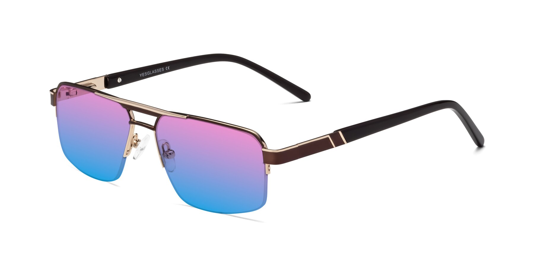 Angle of 19004 in Bronze-Gold with Pink / Blue Gradient Lenses