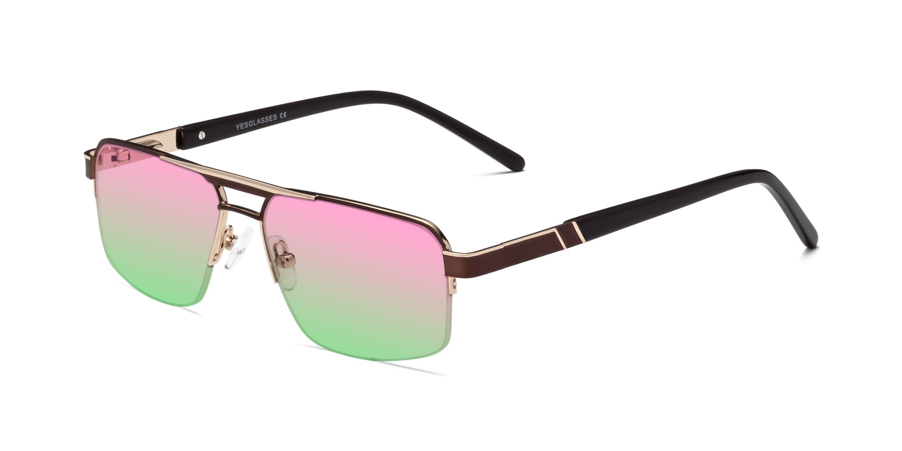 Angle of 19004 in Bronze-Gold with Pink / Green Gradient Lenses
