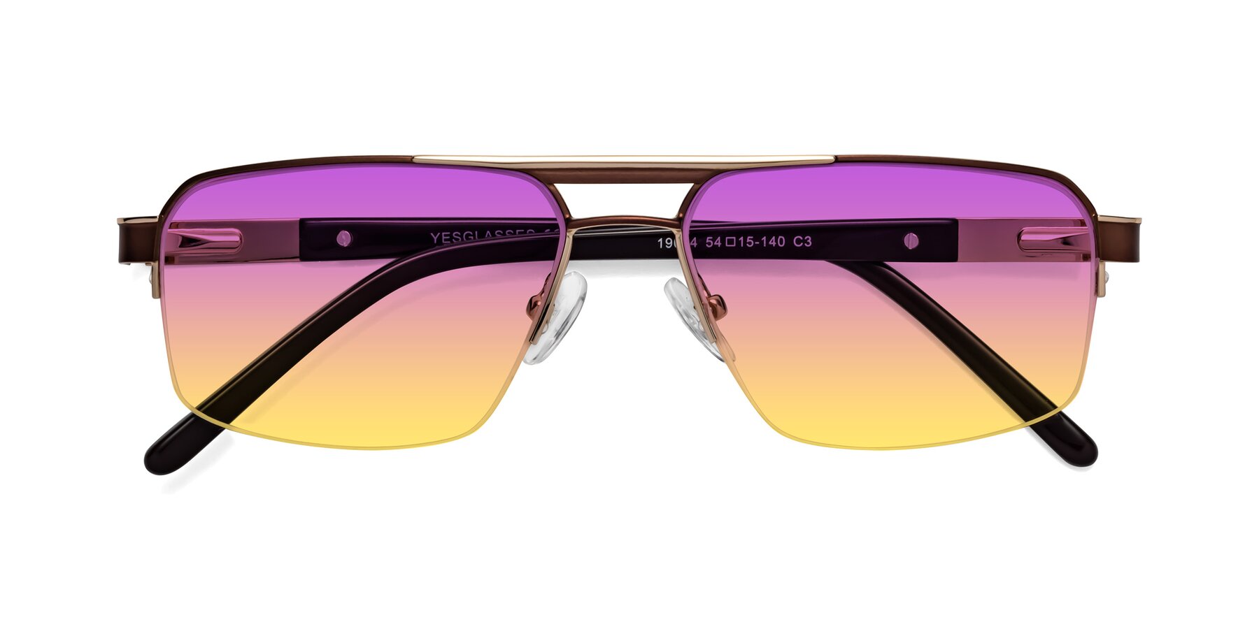 Folded Front of 19004 in Bronze-Gold with Purple / Yellow Gradient Lenses