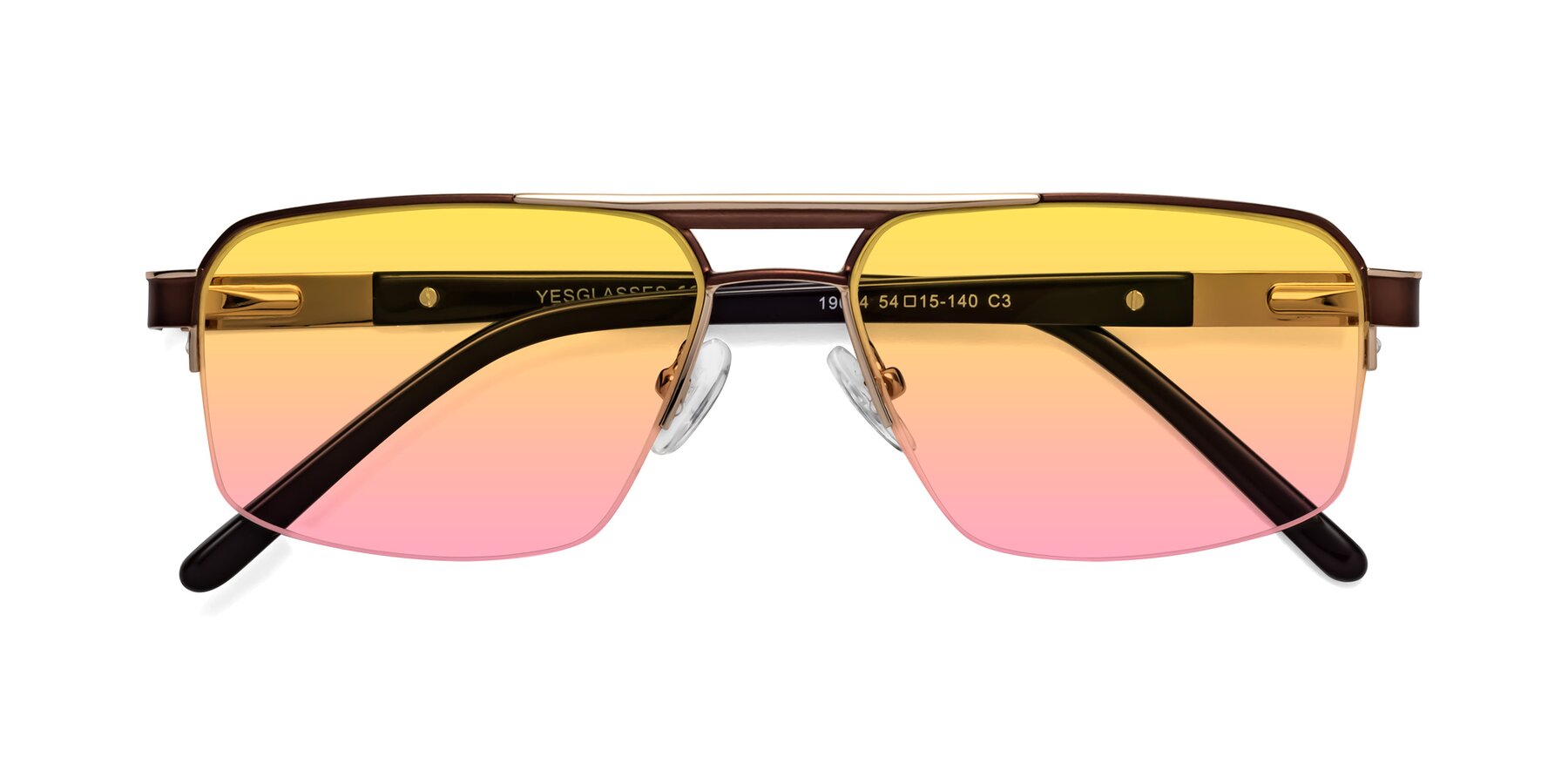 Folded Front of 19004 in Bronze-Gold with Yellow / Pink Gradient Lenses