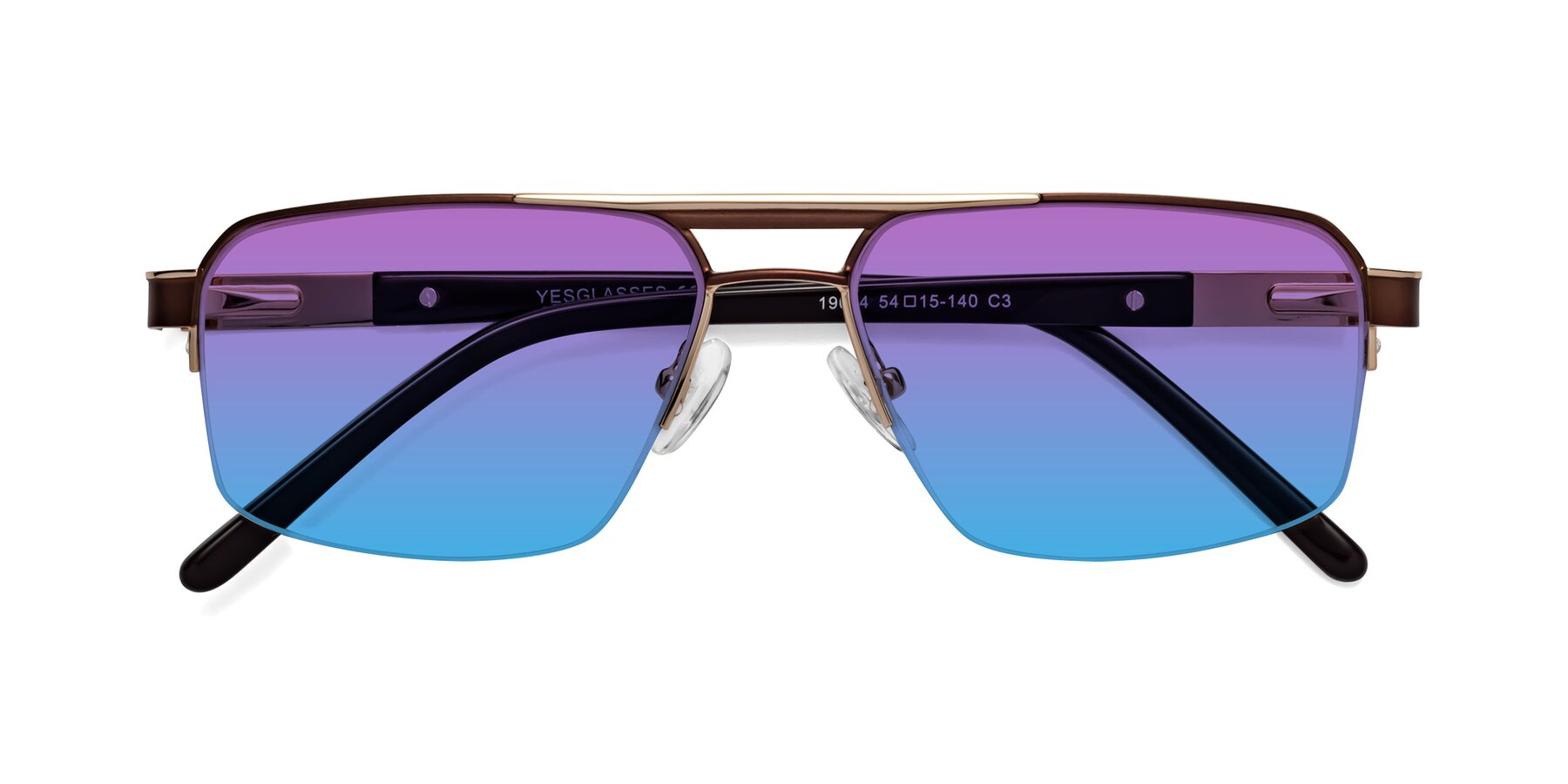 Folded Front of 19004 in Bronze-Gold with Purple / Blue Gradient Lenses