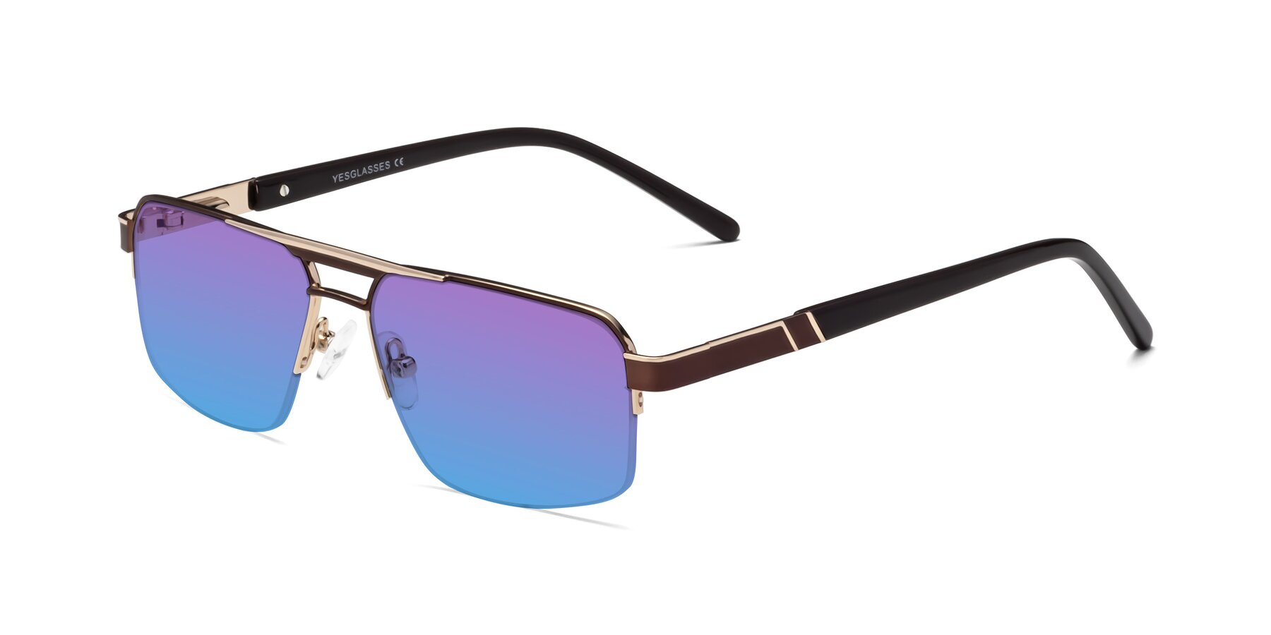 Angle of 19004 in Bronze-Gold with Purple / Blue Gradient Lenses